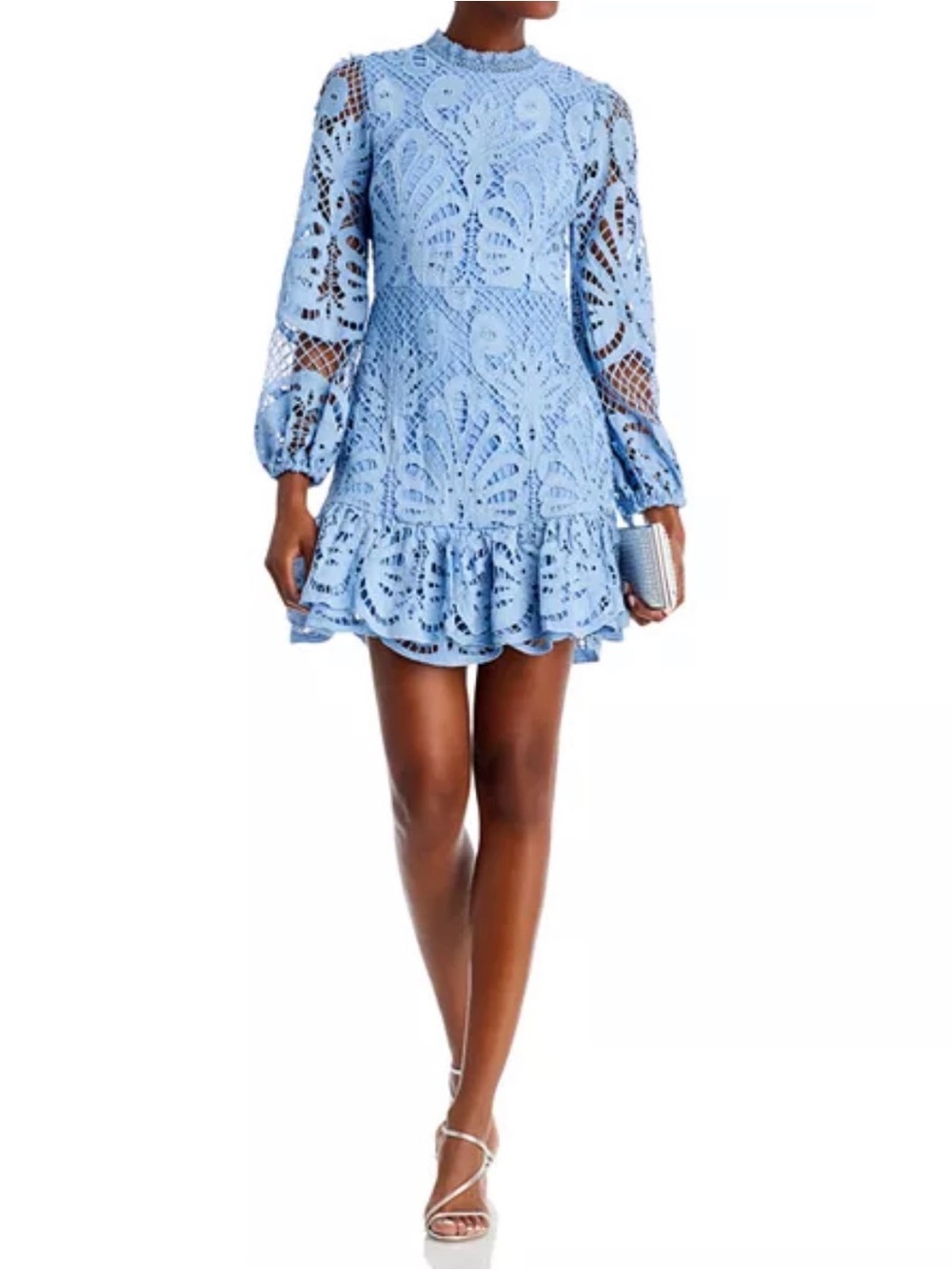 Aqua long sleeve lace dress blue size XL